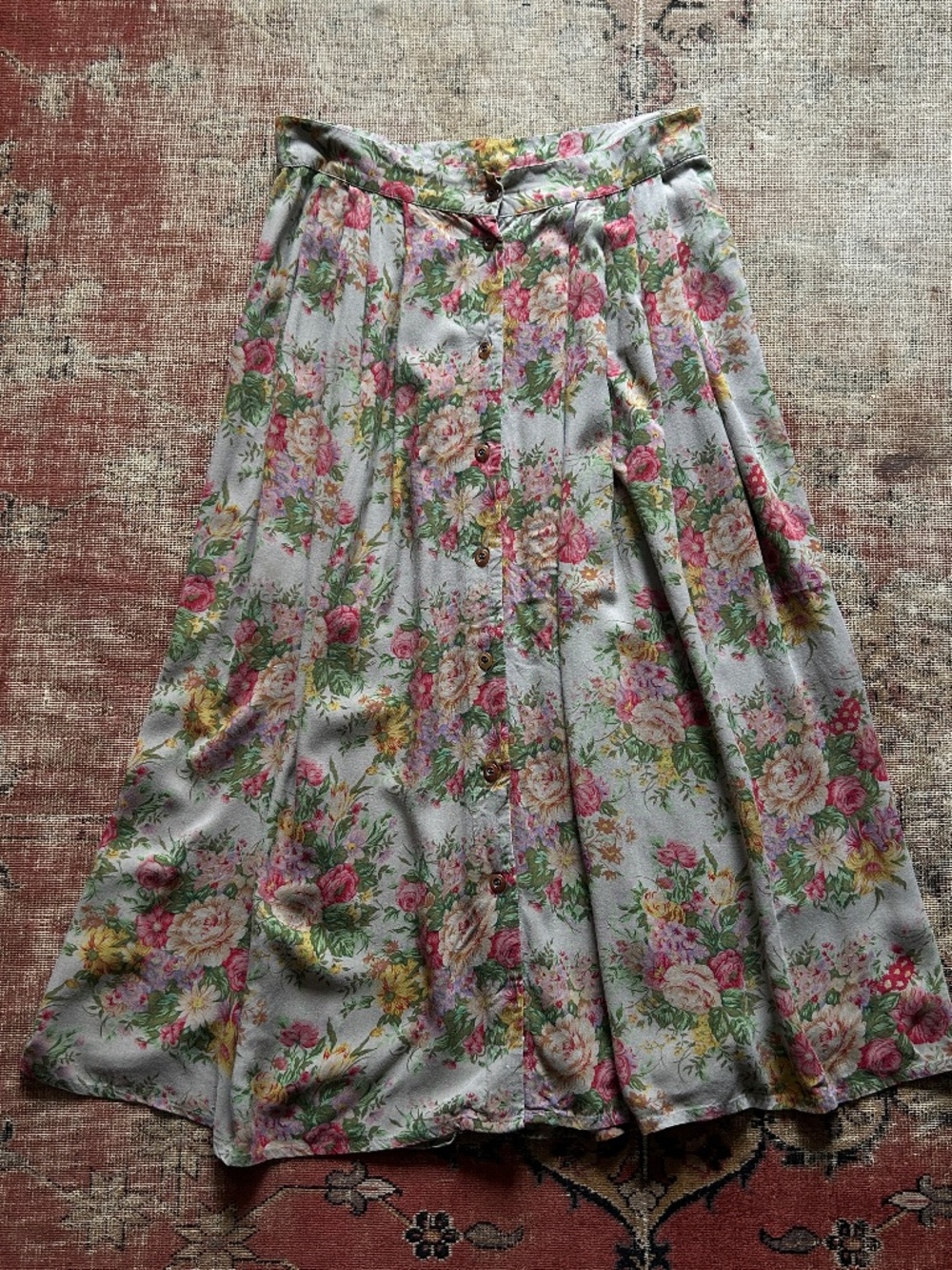 Vintage 1970's Floral Midi Skirt